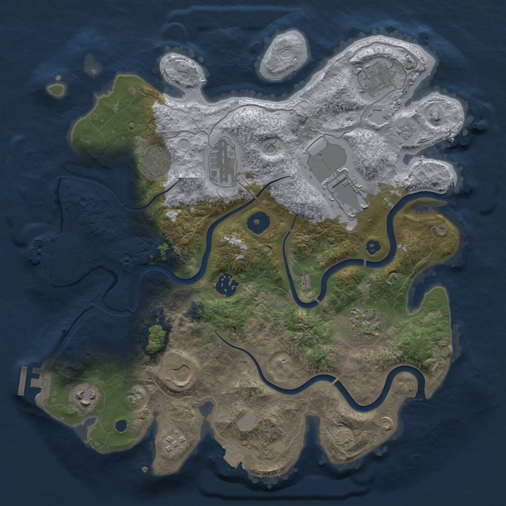 Rust Map: Procedural Map, Size: 3500, Seed: 612368, 15 Monuments