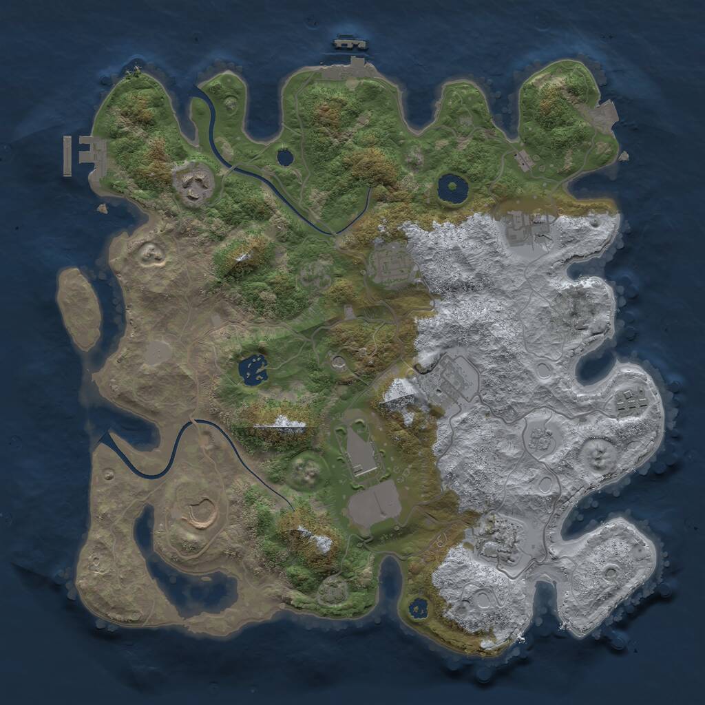 Rust Map: Procedural Map, Size: 3500, Seed: 1665490820, 15 Monuments