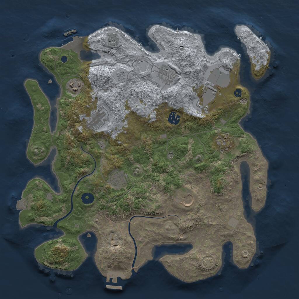 Rust Map: Procedural Map, Size: 3700, Seed: 744474741, 15 Monuments