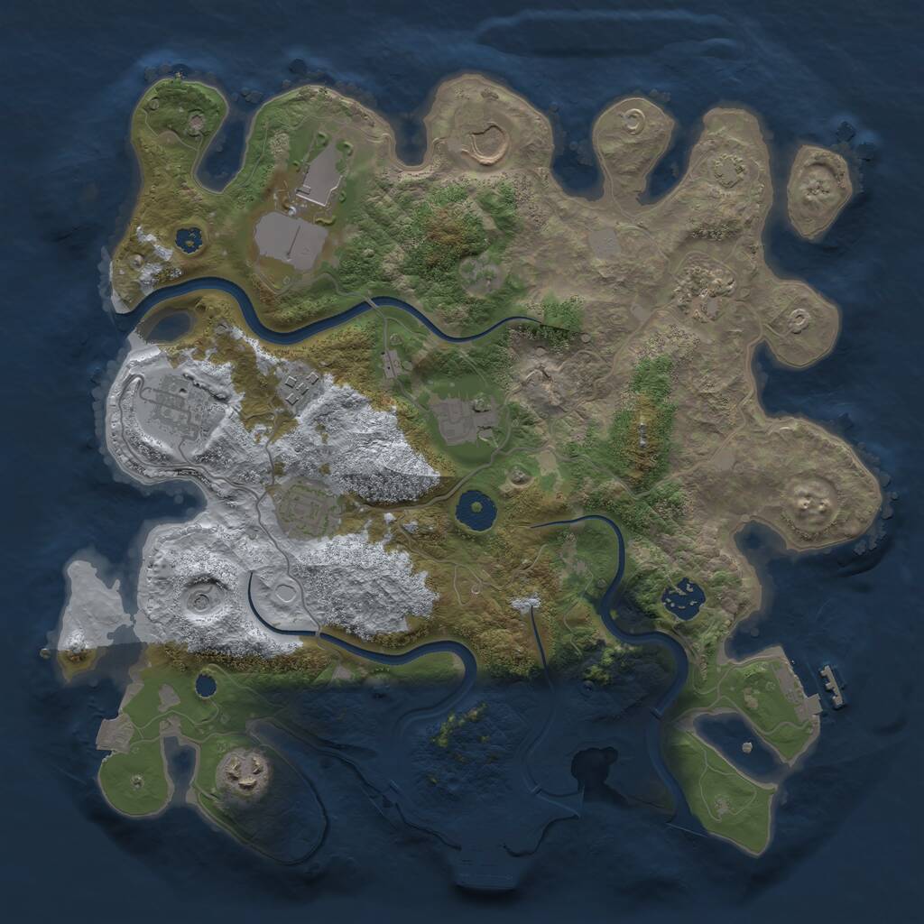 Rust Map: Procedural Map, Size: 3500, Seed: 30661392, 14 Monuments