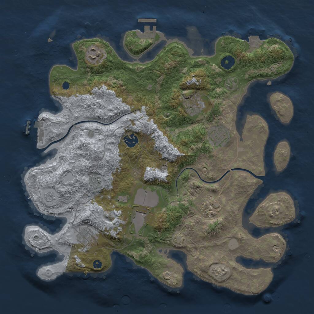 Rust Map: Procedural Map, Size: 3500, Seed: 99436, 14 Monuments