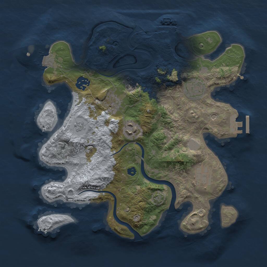 Rust Map: Procedural Map, Size: 3000, Seed: 1642418675, 12 Monuments