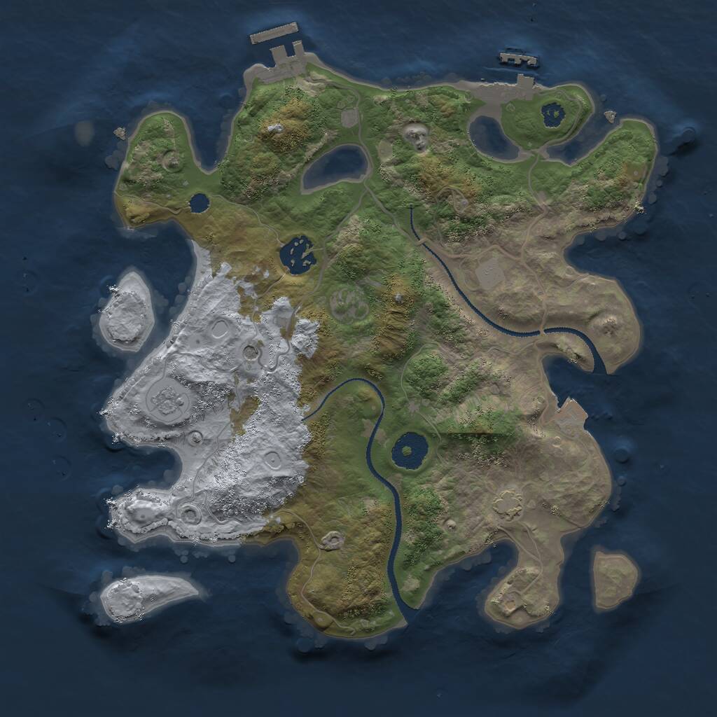 Rust Map: Procedural Map, Size: 3000, Seed: 1642418675, 7 Monuments