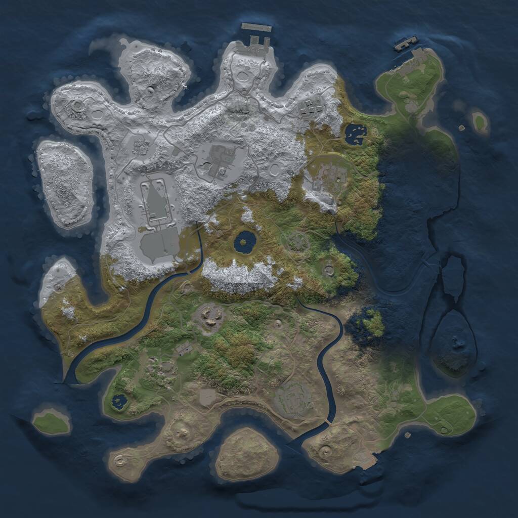 Rust Map: Procedural Map, Size: 3500, Seed: 80183492, 14 Monuments