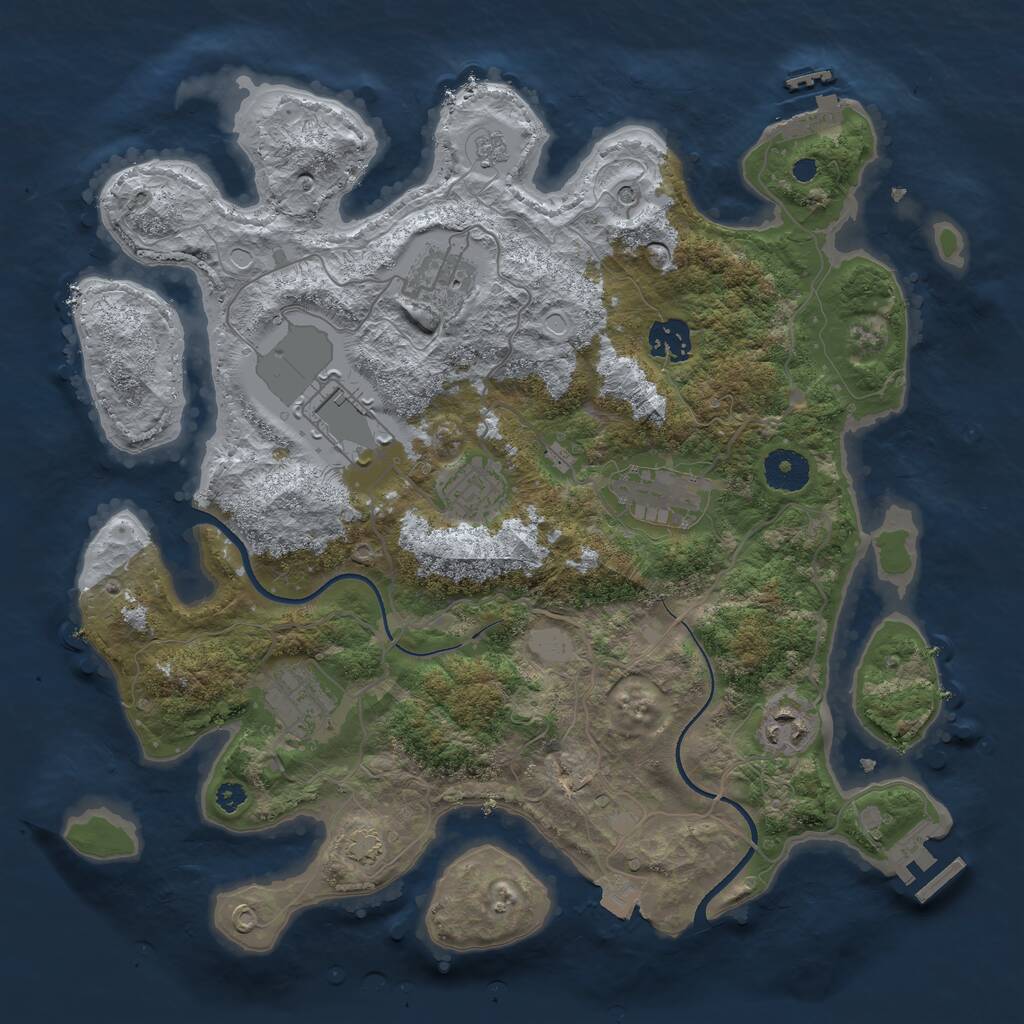 Rust Map: Procedural Map, Size: 3500, Seed: 80183492, 13 Monuments