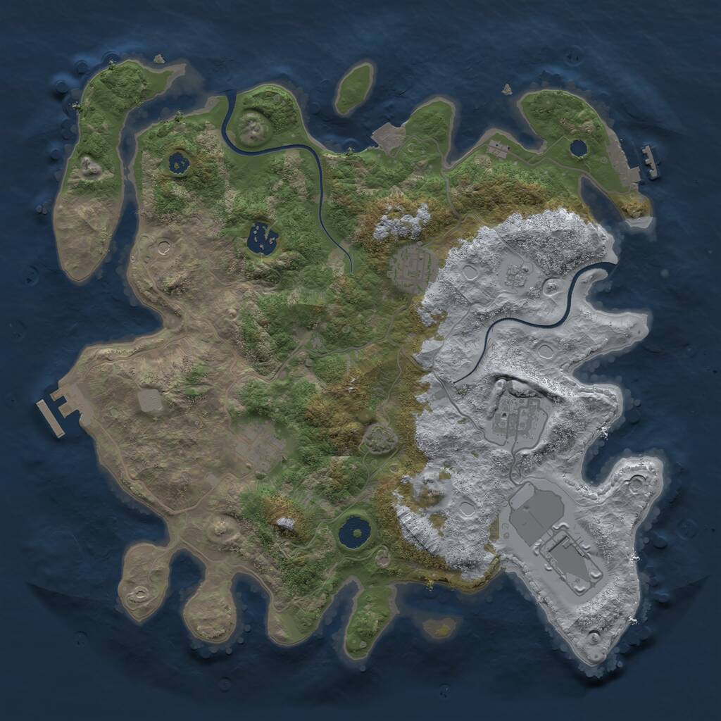 Rust Map: Procedural Map, Size: 3500, Seed: 468490623, 11 Monuments