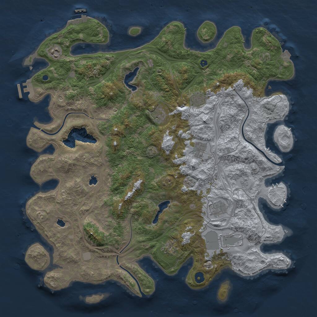 Rust Map: Procedural Map, Size: 4500, Seed: 25042373, 14 Monuments