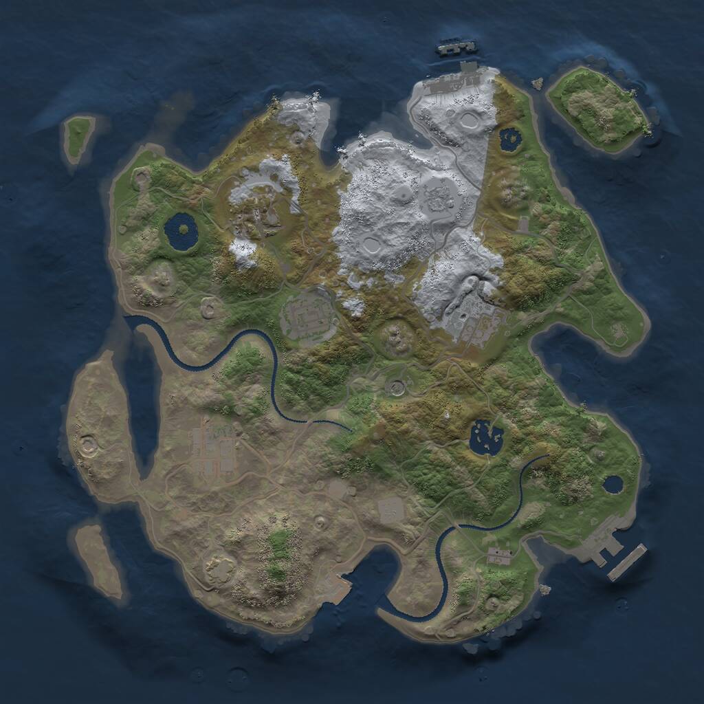 Rust Map: Procedural Map, Size: 3000, Seed: 672382589, 11 Monuments