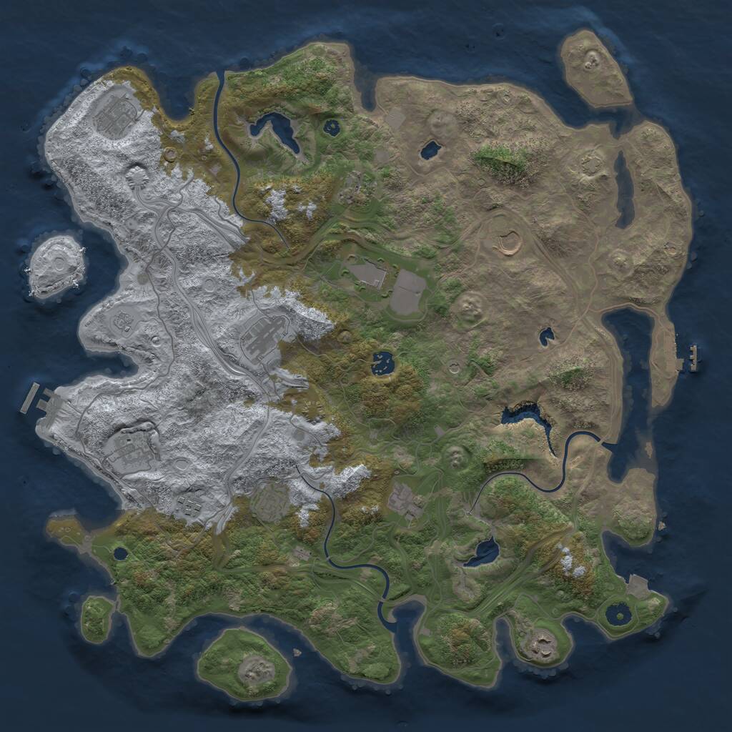 Rust Map: Procedural Map, Size: 4500, Seed: 523861674, 17 Monuments