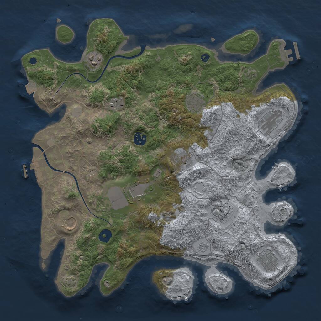 Rust Map: Procedural Map, Size: 3700, Seed: 462980900, 16 Monuments