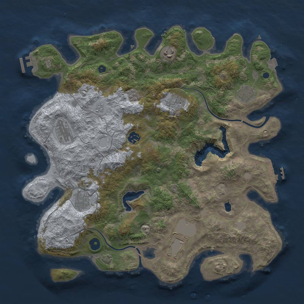 Rust Map: Procedural Map, Size: 4000, Seed: 1670139242, 14 Monuments