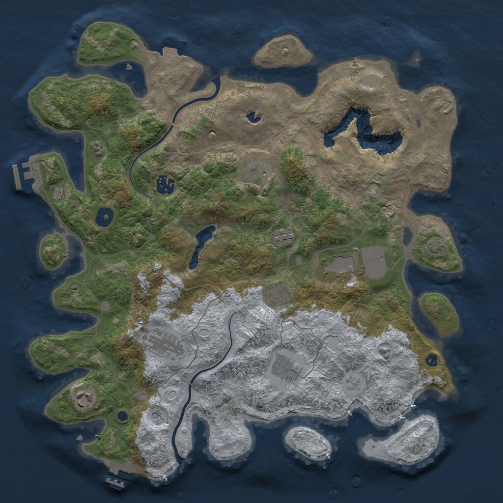 Rust Map: Procedural Map, Size: 4000, Seed: 621935354, 14 Monuments