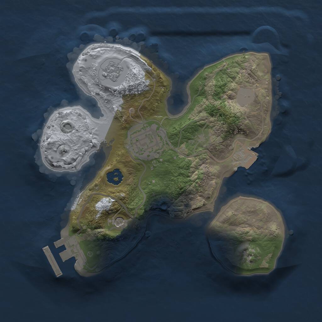 Rust Map: Procedural Map, Size: 2000, Seed: 55155, 5 Monuments