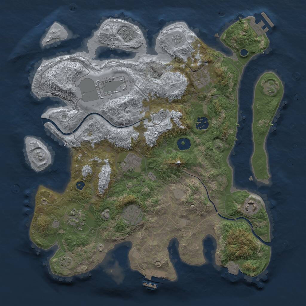 Rust Map: Procedural Map, Size: 3500, Seed: 348968762, 14 Monuments