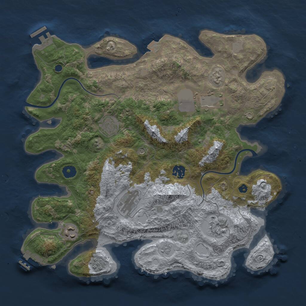 Rust Map: Procedural Map, Size: 3500, Seed: 228645370, 13 Monuments