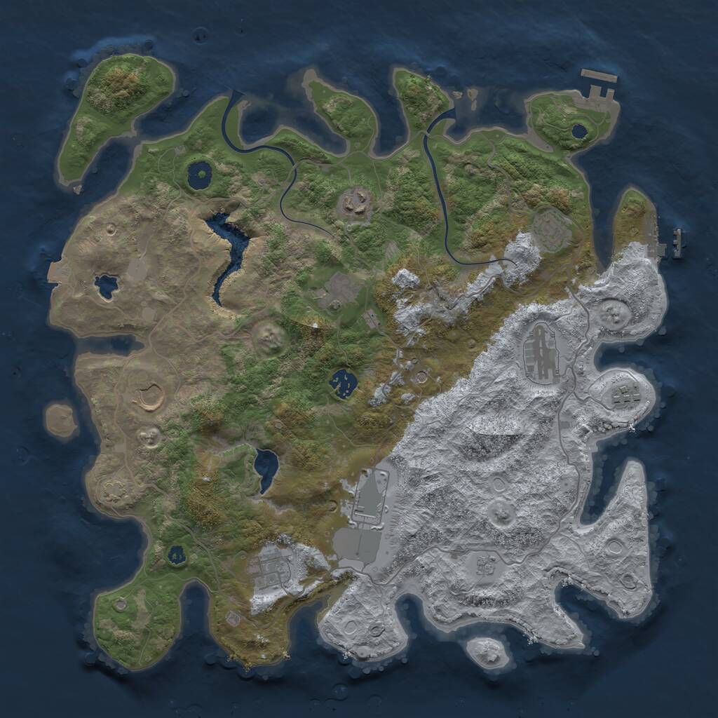 Rust Map: Procedural Map, Size: 4000, Seed: 1717, 15 Monuments