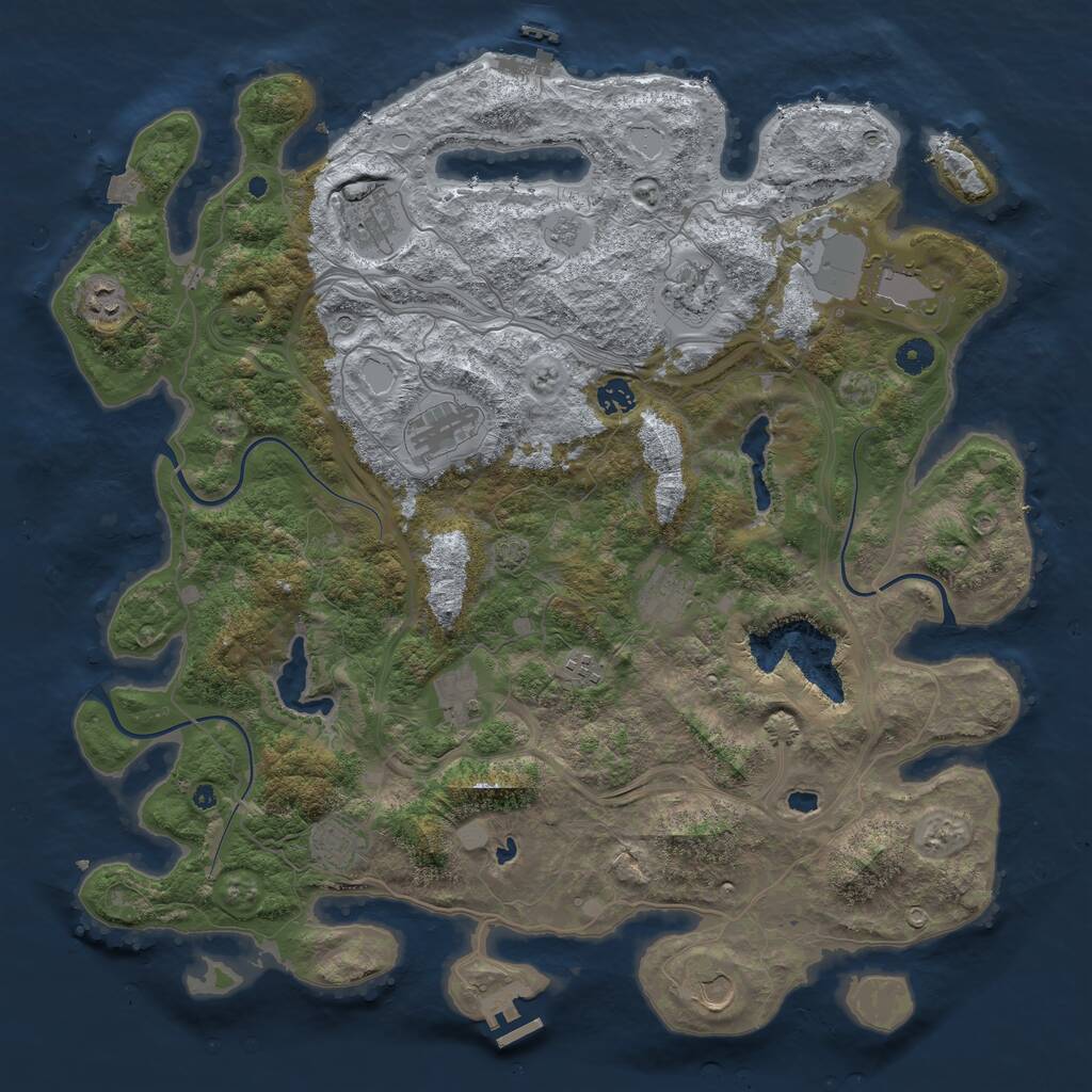 Rust Map: Procedural Map, Size: 4500, Seed: 758101736, 17 Monuments