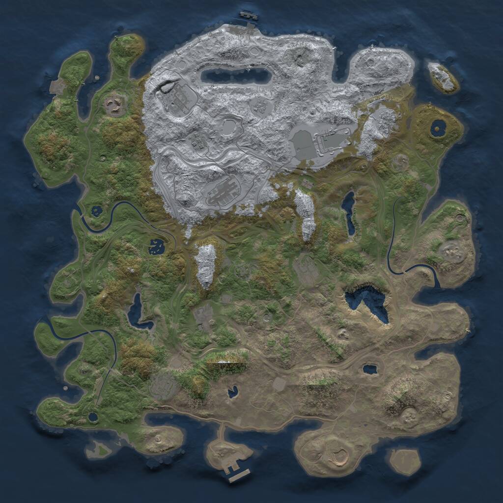 Rust Map: Procedural Map, Size: 4500, Seed: 758101736, 17 Monuments