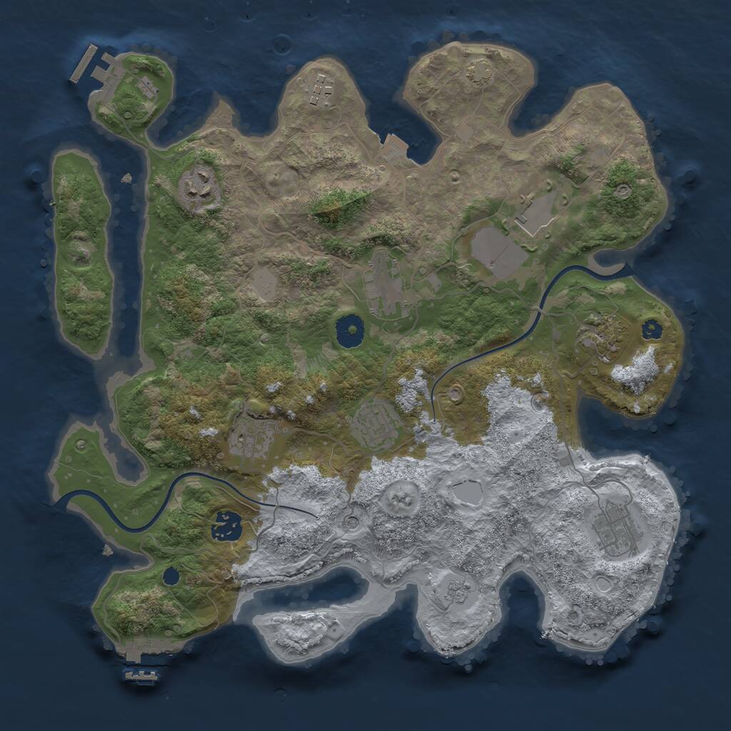 Rust Map: Procedural Map, Size: 3500, Seed: 668157111, 15 Monuments