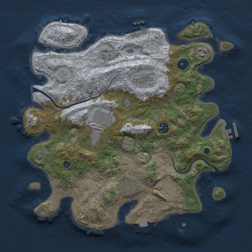 Rust Map: Procedural Map, Size: 3500, Seed: 1070945737, 12 Monuments