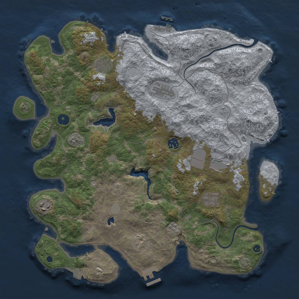 Rust Map: Procedural Map, Size: 4000, Seed: 1940648597, 13 Monuments