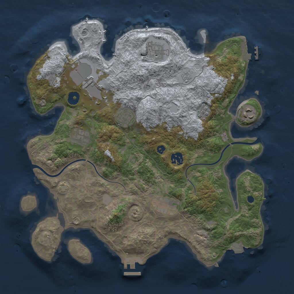 Rust Map: Procedural Map, Size: 3500, Seed: 612378, 14 Monuments