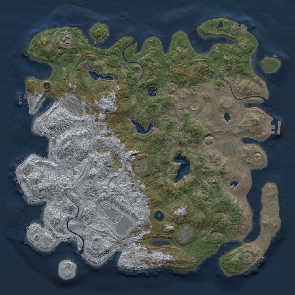 Rust Map: Procedural Map, Size: 4500, Seed: 823712526, 16 Monuments