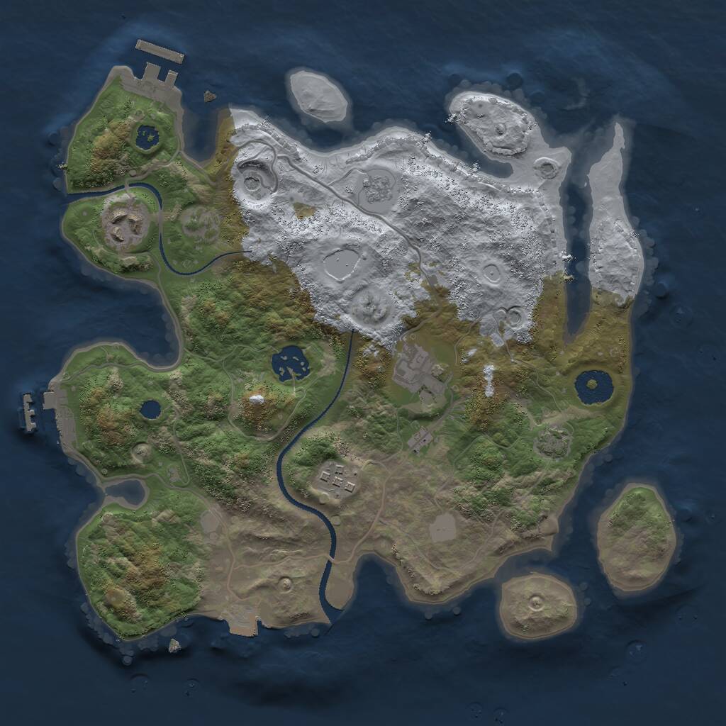 Rust Map: Procedural Map, Size: 3000, Seed: 43126916, 10 Monuments