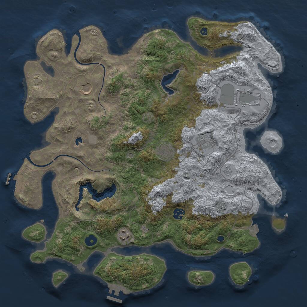 Rust Map: Procedural Map, Size: 4000, Seed: 1894505861, 13 Monuments