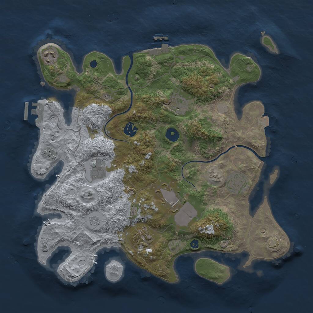 Rust Map: Procedural Map, Size: 3500, Seed: 1015983015, 14 Monuments