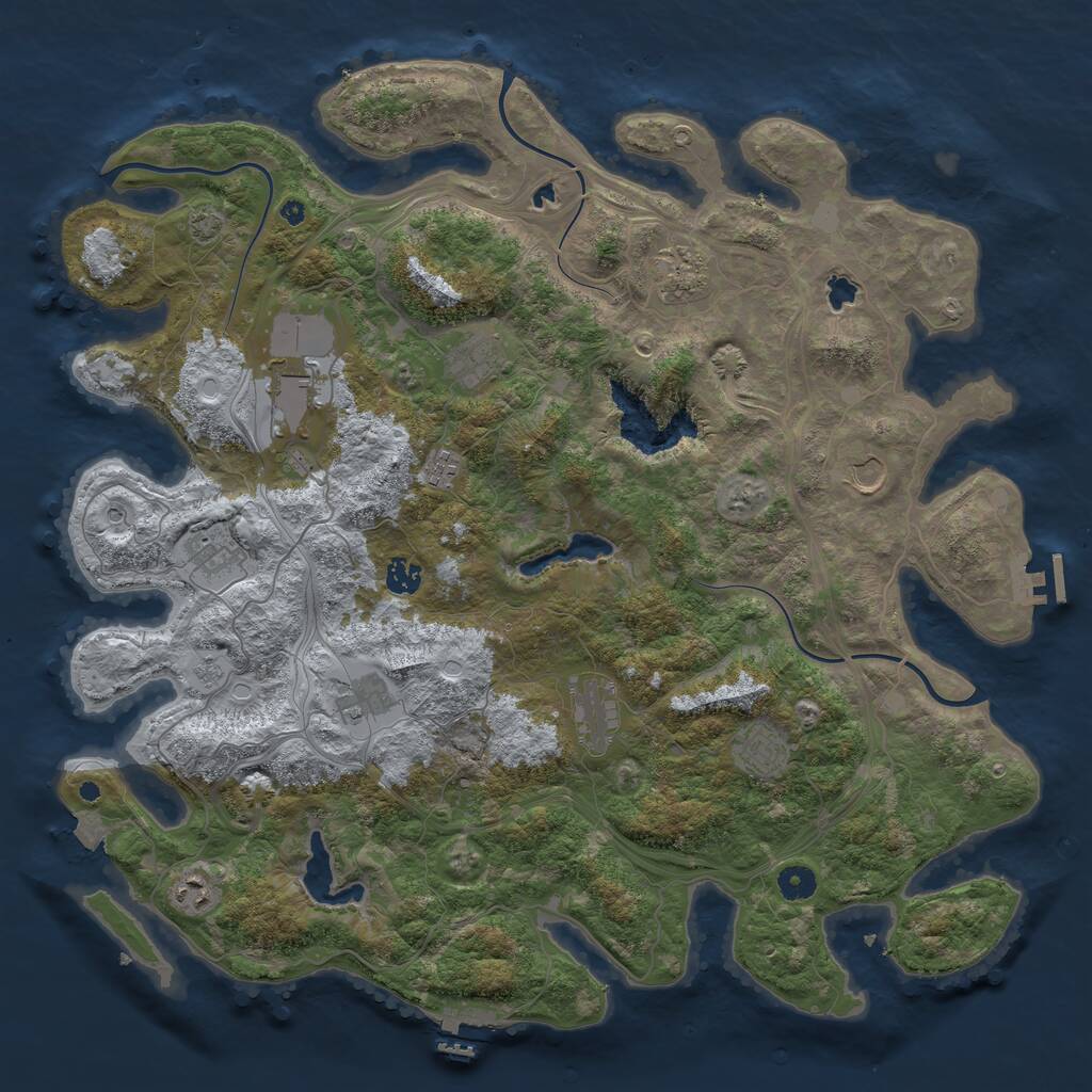 Rust Map: Procedural Map, Size: 4500, Seed: 2072428841, 17 Monuments