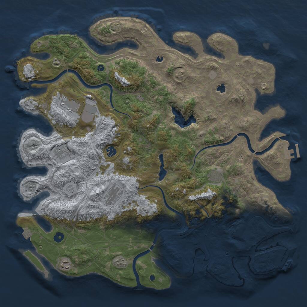 Rust Map: Procedural Map, Size: 4500, Seed: 2072428841, 13 Monuments