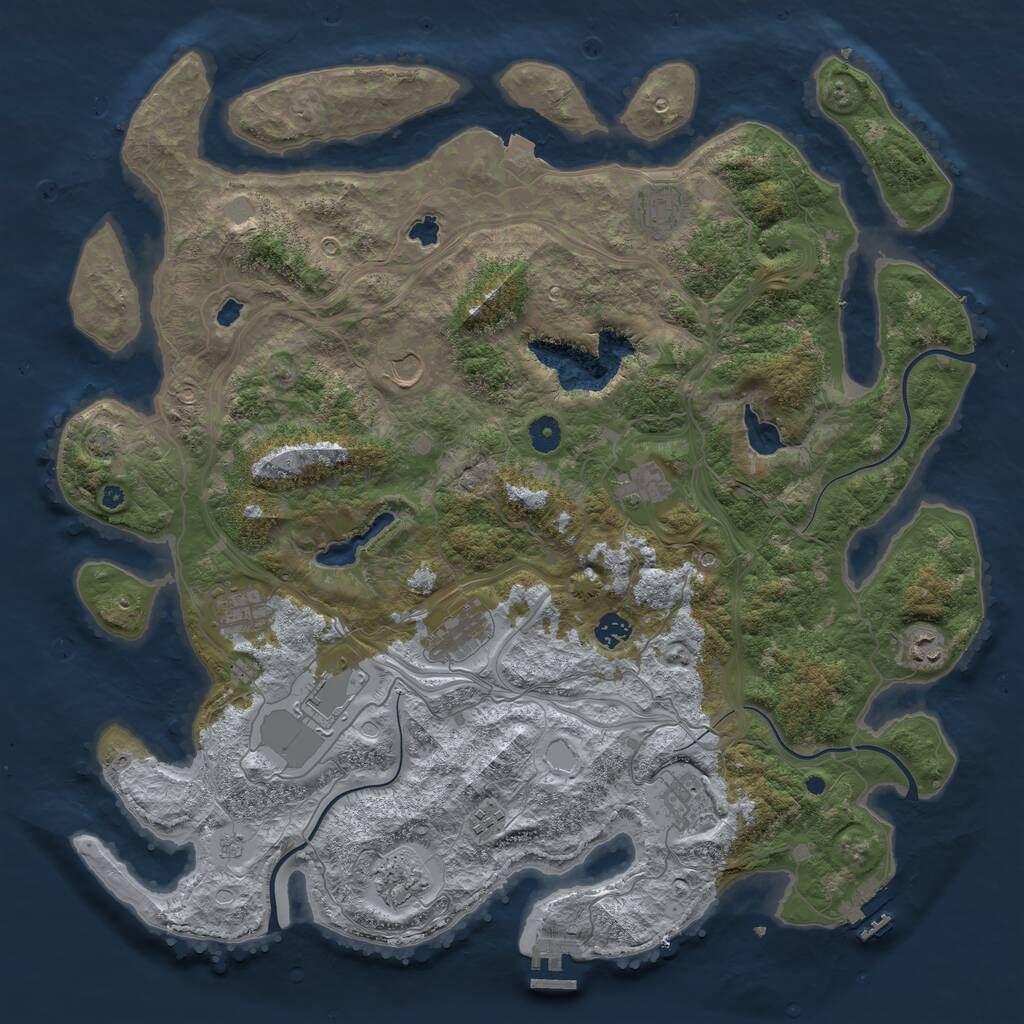 Rust Map: Procedural Map, Size: 4500, Seed: 1176413943, 17 Monuments