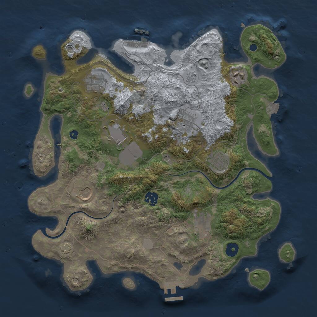 Rust Map: Procedural Map, Size: 3500, Seed: 408825565, 14 Monuments