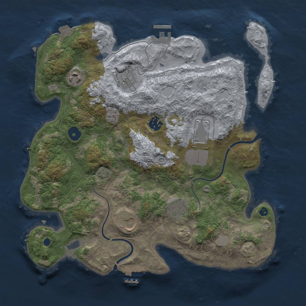 Rust Map: Procedural Map, Size: 3500, Seed: 1594943625, 13 Monuments