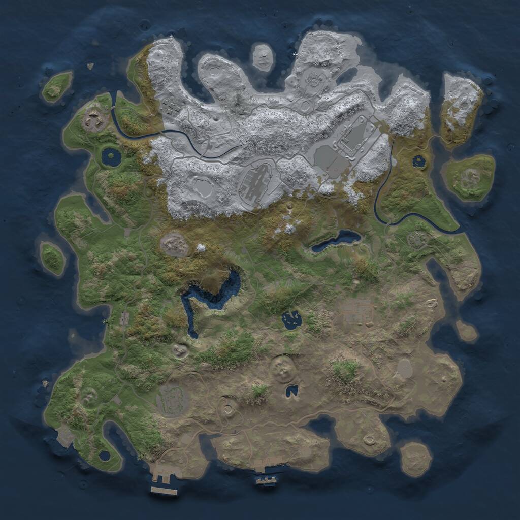 Rust Map: Procedural Map, Size: 4000, Seed: 210705, 13 Monuments