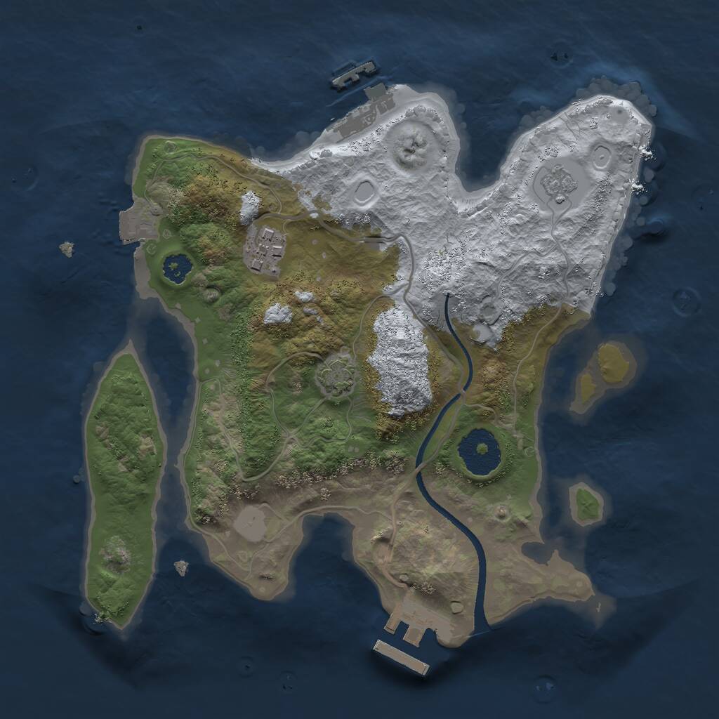 Rust Map: Procedural Map, Size: 2500, Seed: 56660, 6 Monuments