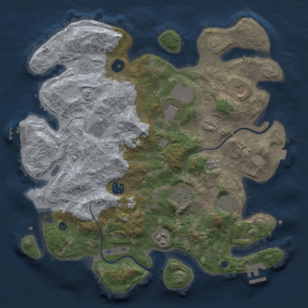 Rust Map: Procedural Map, Size: 3650, Seed: 167054410, 14 Monuments