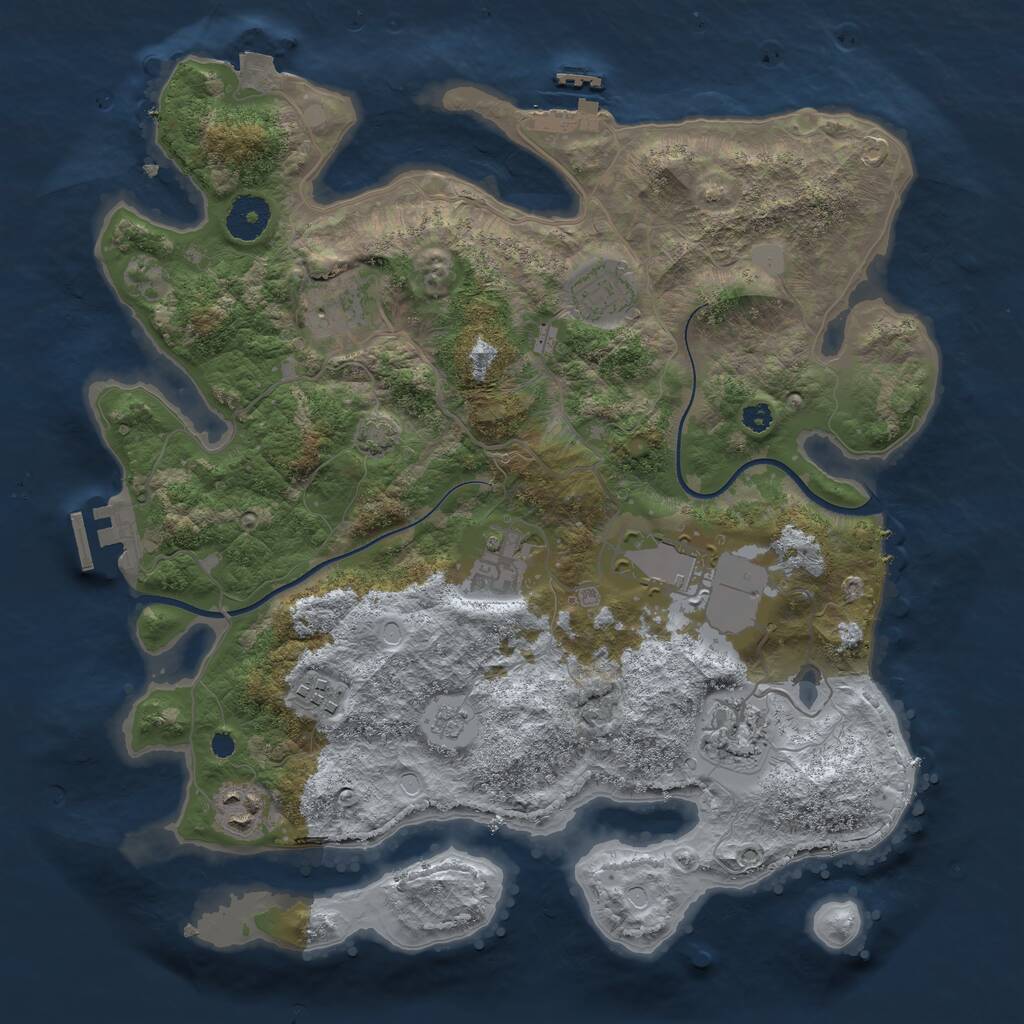 Rust Map: Procedural Map, Size: 3500, Seed: 411006363, 12 Monuments