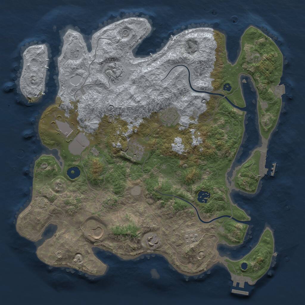Rust Map: Procedural Map, Size: 3666, Seed: 6660666, 14 Monuments