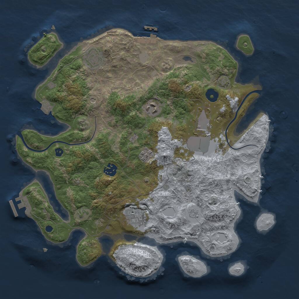 Rust Map: Procedural Map, Size: 3500, Seed: 348672732, 12 Monuments