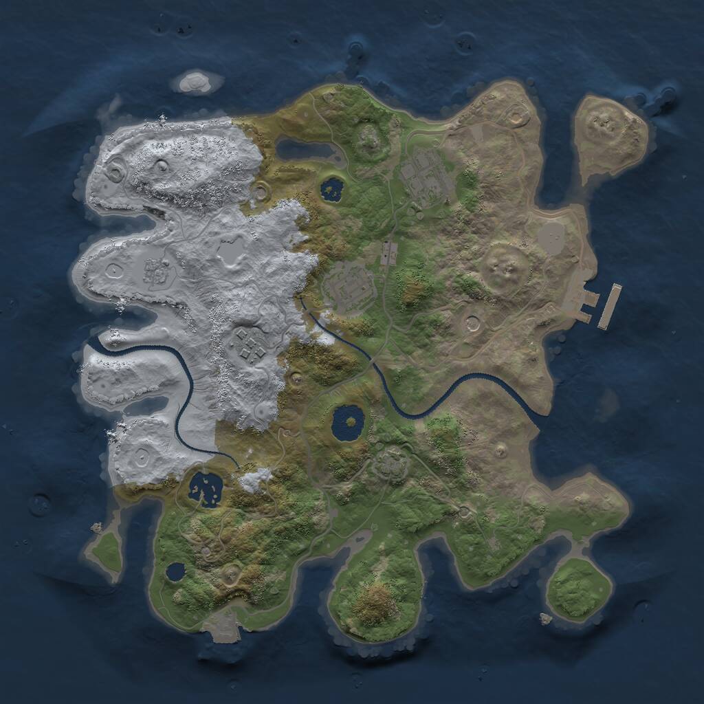 Rust Map: Procedural Map, Size: 3000, Seed: 46353, 9 Monuments