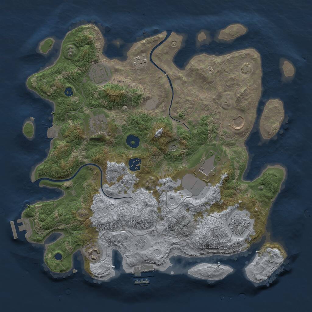 Rust Map: Procedural Map, Size: 3500, Seed: 647396302, 14 Monuments