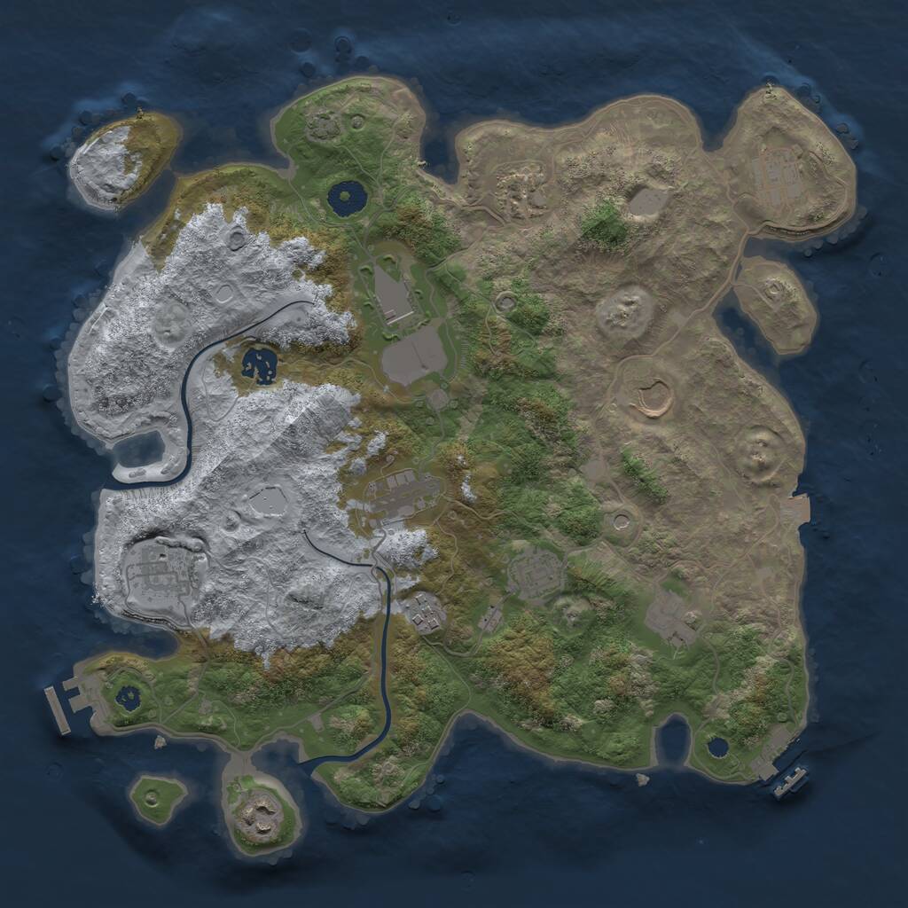 Rust Map: Procedural Map, Size: 3700, Seed: 582651570, 16 Monuments