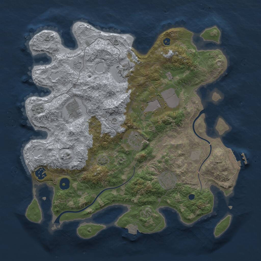 Rust Map: Procedural Map, Size: 3500, Seed: 650165201, 12 Monuments