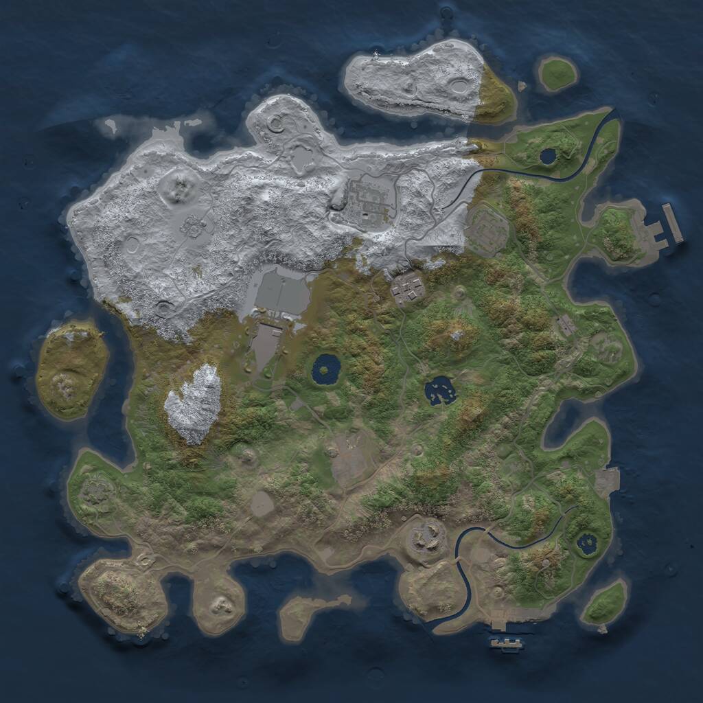 Rust Map: Procedural Map, Size: 3500, Seed: 443234297, 12 Monuments