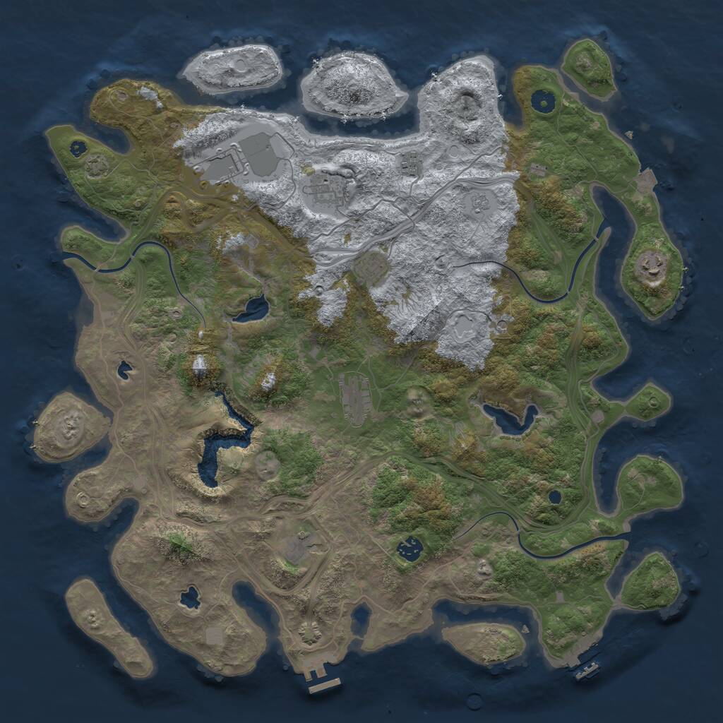 Rust Map: Procedural Map, Size: 4500, Seed: 729998035, 14 Monuments