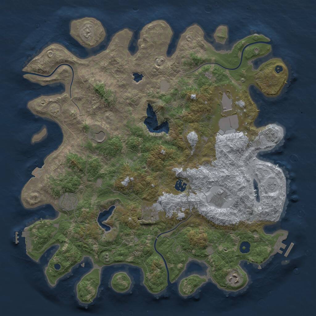 Rust Map: Procedural Map, Size: 4096, Seed: 1014290088, 14 Monuments