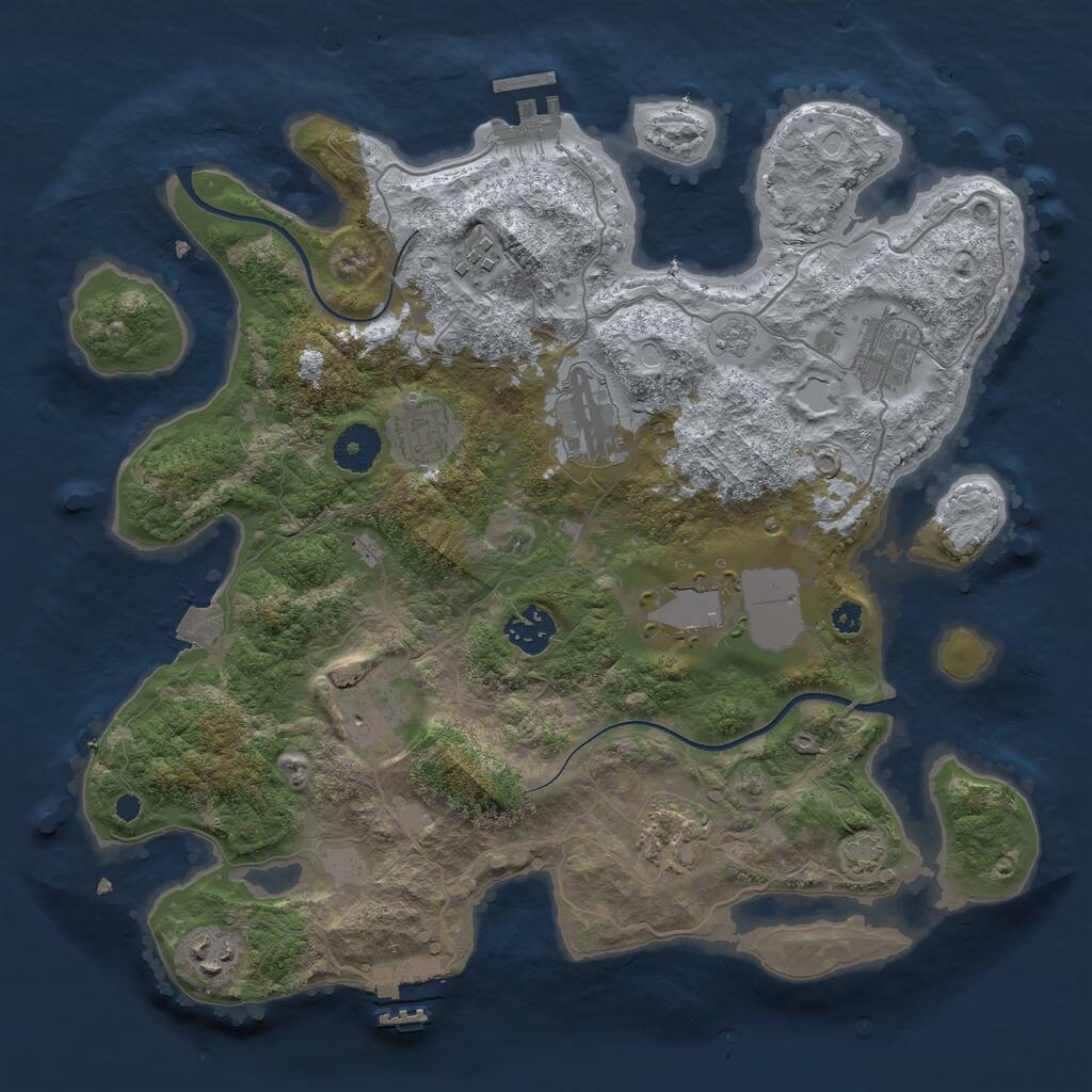 Rust Map: Procedural Map, Size: 3500, Seed: 1071920158, 14 Monuments