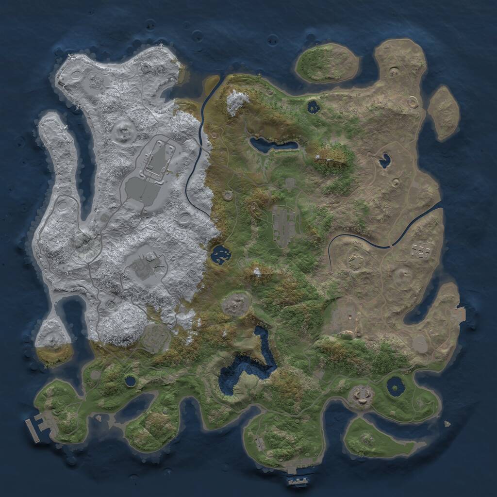 Rust Map: Procedural Map, Size: 4000, Seed: 313555, 14 Monuments